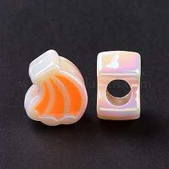 UV Plating Rainbow Iridescent Acrylic European Beads&nbsp;SACR-E009-24