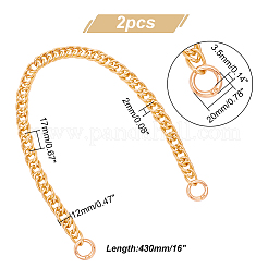カーブチェーンバッグハンドル  アルミバッグチェーン  合金スプリングゲートリング付き  ゴールドカラー  43cm&nbsp;PURS-WH0001-47C