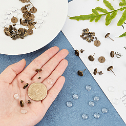 DIY 30 Pairs Half Round Stud Earring Making Kits&nbsp;DIY-SC0015-59AB