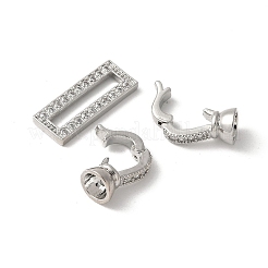 Brass Pave Clear Cubic Zirconia Fold Over Clasps&nbsp;KK-M320-14P