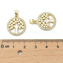 真鍮製マイクロパヴェキュービックジルコニアペンダント  シェルと  18KGP本金メッキ  ツリー  20.5x18x2mm  穴：3.4x4mm&nbsp;LS-KK-D384-06G-03