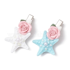2Pcs Resin & Handmade Porcelain Iron Alligator Hair Clips for Women Girls&nbsp;PHAR-JH00140