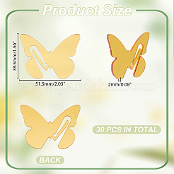 アクリルワイングラスチャーム30個。  ブランクのゴブレットマーカー  蝶  ゴールド  39.5x51.5x2mm&nbsp;AJEW-HY0001-90A