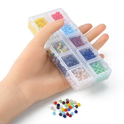 10 グリッド 10 スタイル 不透明ソリッドカラーガラス ビーズ 連売り  多面カット  ロンデル  ミックスカラー  4x3mm  穴：0.4mm  123~127pcs /グリッドについて  1 グリッド/スタイル&nbsp;EGLA-YW0001-45