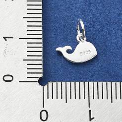 925スターリングシルバーチャーム  イルカ  丸カン付き  銀  6x9x1mm  穴：3.5mm&nbsp;STER-M119-09A-S