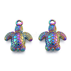 ステンレスペンダント201個  カメ  虹色  18.5x15x3mm  穴：1.8mm&nbsp;STAS-N098-174M