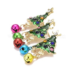Christmas Tree with Bell Enamel Pin with Rhinestone&nbsp;LS-JEWB-A004-27G