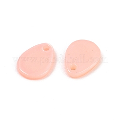 スプレー塗装された天然淡水貝のティアドロップチャーム  ピンク  10x7~7.5x1.5~1.8mm  穴：1.2mm&nbsp;SHEL-K006-47B