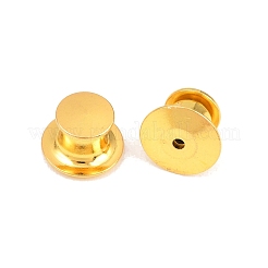 真鍮製の安全なロックピンバック  ロックピンクラッチブローチ金具  ゴールドカラー  7x10mm  穴：0.8mm&nbsp;FIND-Z125-01G