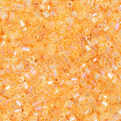 ガラスのラッパビーズ 120g  透明色の虹  ゴールデンロッド  2.5~3x2.5mm  穴：1mm&nbsp;SEED-PA0001-19