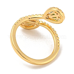 Brass with Cubic Zirconia Open Cuff Rings&nbsp;RJEW-B052-11G