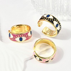 Eye Brass Enamel Cuff Rings&nbsp;RJEW-L113-036G