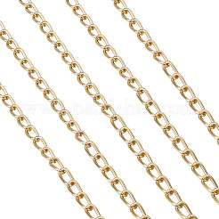 アルミカーブチェーン  溶接されていない  ゴールドカラー  12x6.5x1.5mm&nbsp;X-CHA-T001-32G