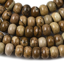 天然石ピクチャージャスパービーズ連売り  ロンデル  6.5~7x4~4.5mm  穴：0.8mm  約89個/連  15.35''（39センチメートル）&nbsp;G-A280-A03-01
