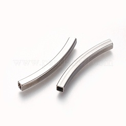 変色しにくい304ステンレススチールチューブビーズ  角穴  ステンレス鋼色  40x4x4mm  穴：2.5~3.2mm&nbsp;STAS-L226-057D-P