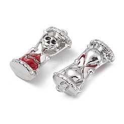 合金ペンダント  鉛フリー＆カドミウムフリー  ドクロ模様の砂時計  レッド  30x15x9mm  穴：1.8mm&nbsp;PALLOY-O107-12P