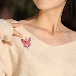 Butterfly Dancer Enamel Pin with Rhinestone&nbsp;JEWB-P016-01G-02