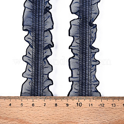 20ヤードのポリエステルプリーツ伸縮性レーストリム  蝶結び用のフリルトリム  マリンブルー  1-1/4インチ（33mm）&nbsp;SRIB-M015-01G