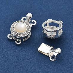 Brass Micro Pave Clear Cubic Zirconia Box Clasps&nbsp;KK-B125-04S