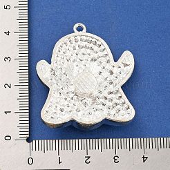 ガラスラインストーンのペンダントとの合金  ABSパール付き  ハロウィンモチーフ  ゴースト  プラチナ  41x35.5x8mm  穴：2mm&nbsp;FIND-B033-01G-P