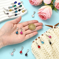 24Pcs 12 Colors Birthstone Alloy Glass Pendant Decorations&nbsp;HJEW-YW00157