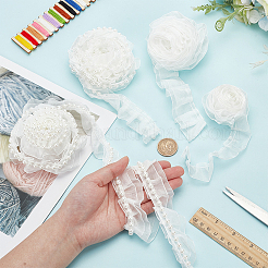 4Pcs 4 Styles Double & Single Layer Chinlon Lace Trim Fabric&nbsp;DIY-WR0003-87A