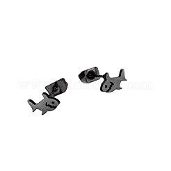 304ステンレススチールスタッドピアス  鮫  ブラック  8x5mm&nbsp;FS-WG85980-02