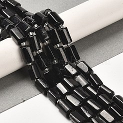 天然石ブラックトルマリンビーズ連売り  シードビーズで  多面カット  コラム  8.5~11x5.5~6.5mm  穴：1mm  約14~15個/連  7.48''（19センチメートル）&nbsp;G-N327-06-14B
