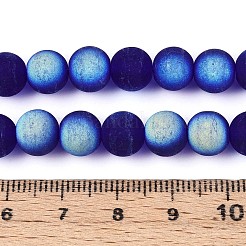曇った透明ガラスビーズ連売り  ラウンド  半分メッキ  ABカラーメッキ  ミッドナイトブルー  8~8.5mm  穴：1mm  約51~53個/連  14.57~15.35''（37~39センチメートル）&nbsp;LS-GLAA-T032-T8mm-MBB15