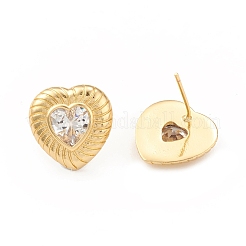 Clear Cubic Zirconia Heart Stud Earrings&nbsp;EJEW-L231-69G
