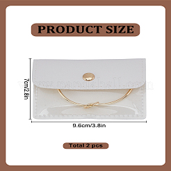 旅行用 PVC ジュエリーバッグ 2個  鉄のスナップボタン付き  長方形  フローラルホワイト  9.6x6.95x1cm&nbsp;ABAG-LP0001-16