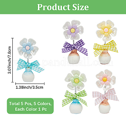 5Pcs 5 Colors Cute Plastic Shaking Head Flower Ornament&nbsp;AJEW-CN0006-02