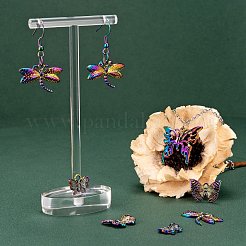 16個4スタイルアロイペンダント  カドミウムフリー＆ニッケルフリー＆鉛フリー  蝶＆トンボ  虹色  11~24.5x13~25.5x2~3mm  穴：1.2~1.8mm  4個/スタイル&nbsp;FIND-LS0001-23MC