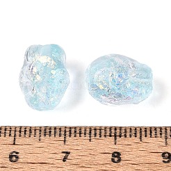 手作りの箔ガラスビーズ連売り  ナゲット  空色  13~14.5x9.5~11x9.5~11mm  穴：1~1.4mm  約28個/連  14.17~14.76インチ（36~37.5cm）&nbsp;FOIL-N033-02F