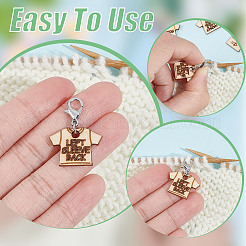 13Pcs 13 Style T-shirt Direction Guide Wood Pendant Locking Stitch Markers&nbsp;HJEW-AB00648