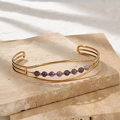 304 Stainless Steel Cuff Bangles for Women&nbsp;BJEW-Z087-08G