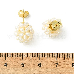 天然養殖淡水真珠のスタッドピアス  女性用304ステンレススチールスタッドピアス金具付き  ゴールドカラー  12~13mm&nbsp;EJEW-JE07283