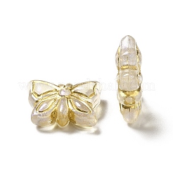 UVメッキアクリルビーズ  ゴールドライン入り  蝶  透明  11x14.5x5mm  穴：1.8mm  約740個/500g&nbsp;MACR-J123-21B