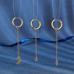 DIY 304 ステンレス イヤリング作成キット  ハギーフープピアス＆ペンダント＆丸カン＆チェーンエクステンダーが含まれています  ゴールドカラー  9ゲージ  20x21x3mm  ピン：1mm  3組&nbsp;DIY-UN0001-71G