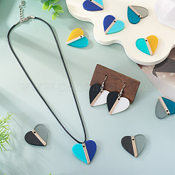10Pcs 5 Colors Opaque & Transparent Resin & Wood Pendants&nbsp;RESI-TA0004-59