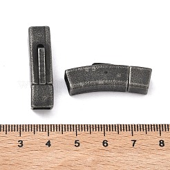 304ステンレススチール製バヨネット留め具  カーブチューブ  平らな穴  アンティークシルバー  31.5x8x10mm  穴：5x5.5mmと6x6mm&nbsp;STAS-A138-06AS