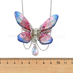 エポキシ樹脂と304ステンレススチールを使用した、3色の立体蝶モチーフのペンダントネックレス（女性用）3個  ステンレス鋼色  ミックスカラー  3インチ（16.34cm）  41.5pc /カラー&nbsp;NJEW-TA00237