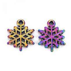 レインボーカラーアロイペンダント  カドミウムフリー＆ニッケルフリー＆鉛フリー  クリスマススノーフレークチャーム  20x15x2mm  穴：1.8mm&nbsp;PALLOY-S180-278-NR