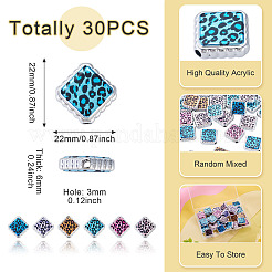 30Pcs UV Plating Printed Opaque Acrylic Beads&nbsp;OACR-TA0001-73C