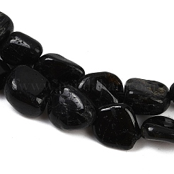 天然石ブラックトルマリンビーズ連売り  ナゲット  タンブルストーン  8~13x8~10x3~8mm  穴：1mm  約49~50個/連  15.55~15.75''（39.5~40センチメートル）&nbsp;G-Q060-E15