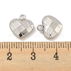 変色しない304ステンレススチールチャーム  ハートチャーム  ステンレス鋼色  10.5x10.5x3mm  穴：1.2mm&nbsp;STAS-P356-27P
