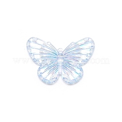 Abカラー透明樹脂ペンダント  蝶  空色  31.5x41.5x5.5mm  穴：1.2mm&nbsp;RESI-CJC0014-03B