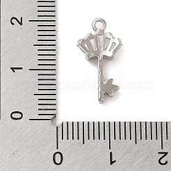 真鍮キュービックジルコニアペンダント  長持ちメッキ  王冠を持つキー  プラチナ  16.5x8.5x3mm  穴：1.2mm&nbsp;KK-M275-26P