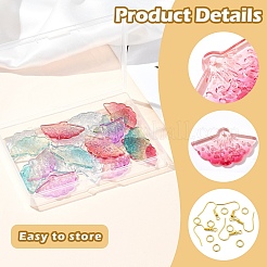 DIY ファンガラスダングルイヤリング作成キット  ミックスカラー  6~20x6~34.5x0.7~3.5mm  穴：1.2~4.5mm&nbsp;DIY-YW0010-46