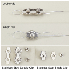 20個4スタイル304ステンレススチール金具  鋼線ロープクリップ  ステンレス鋼色  12~34x12~17.5x14.5~16mm  5個/スタイル&nbsp;FIND-GA0001-72